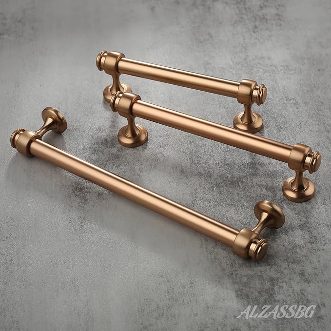 Alzassbg 10 Pack Dark Champagne Bronze Cabinet Pulls, 6-1/4 Inch(160mm) Hole Centers Cabinet Handles Kitchen Hardware Straight Bar for Cabinets and Drawer AL3082TGP