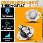 For Whirlpool LER5620KQ1 LER4634JQ1 LER4634PQ0 LER7646EQ2 LER3624EQ1 LER4634EQ2 LER8858EQ1 WED5300VW0 WED4800XQ3 WED5100VQ0 LER4634EQ0 LER4634JT0 LER3624EQ0 Replaces Thermostat And Thermal Fuse