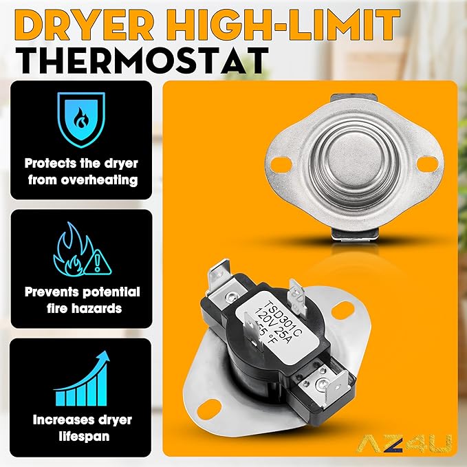 For Whirlpool LER5620KQ1 LER4634JQ1 LER4634PQ0 LER7646EQ2 LER3624EQ1 LER4634EQ2 LER8858EQ1 WED5300VW0 WED4800XQ3 WED5100VQ0 LER4634EQ0 LER4634JT0 LER3624EQ0 Replaces Thermostat And Thermal Fuse