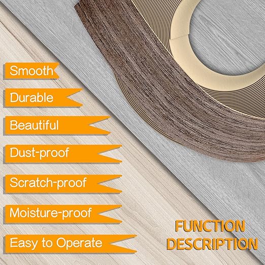 GSCIT Club Walnut Edge Banding, 1/2 inch x 50ft roll of Veneer Edge Banding - Pre-glued Flexible, Real Wood Tape for Cabinet Repair and Furniture Restoration