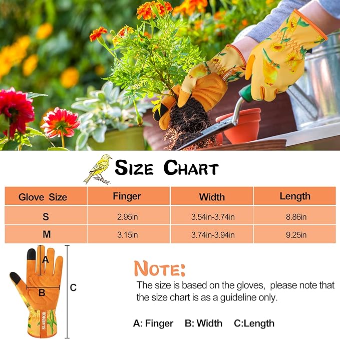 Leather-Gardening-Gloves for Women,Thorn-Proof Work-Gloves for Weeding,Digging,Planting,Pruning Yard garden Gloves