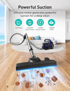 Aspiron Canister Vacuum Cleaner, 30Kpa Bagless Vacuum Cleaners, 3.7QT Large Dust Cup, Double HEPA Filter, Retractable Cord, 1600W Lightweight Vacuum Cleaner with 5 Tools for Hard Floors, Indigo