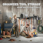 ELEAD 9-Pairs Heavy Duty Garage Tool Organizer Wall Mount Hooks, 48 Inches 730 lbs Garden Tool Organizer with Adjustable Hooks, Yard Tool Organizer for Garden, Yard, and Shed