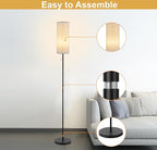 Floor Lamp for Living Room, Modern Standing Lamps with Lampshade, Minimalist Tall Lamp with Chain Switch for Living Room, LED Bulb Included (Gray Shade)