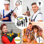 17 Pcs Flexible Drill Bit Extension 105 Degree Right Angle Drill Adapter,360° Rotatable 1/4 3/8 1/2" Impact Grade Socket Adapter Set,90° Angled Bits,Super Bit Shaft Extension Bits,Screwdriver Bit Set