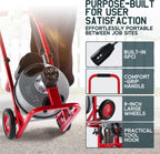 Albott 50 FT x 1/2 inch Electric Drain Cleaner Machine with Auto-Feed & 10 Cutters, Sewer Snake Auger for 1–4 Inch Pipes, Foot Switch & Wheels, Ideal for Home & Commercial Use, Gray/Red