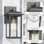 Outdoor Wall Sconces 2 Pack, Exterior Light Lantern Fixtures, Porch Light Lamps Outdoor Wall Mounted in Black Finish with Seeded Glass for House, Garage, Patio, Yard, Garden