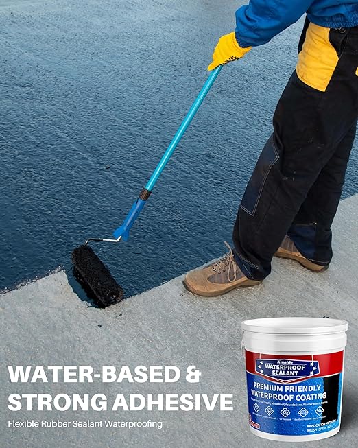 Polyurethane Waterproof Coating, Black, 5 Gallon, Roof Sealant Waterproof Coating for Flat & Matal Roofs, Foundations, Concretes, Indoor and Outdoor Leak Repair Basement Sealer Waterproofing