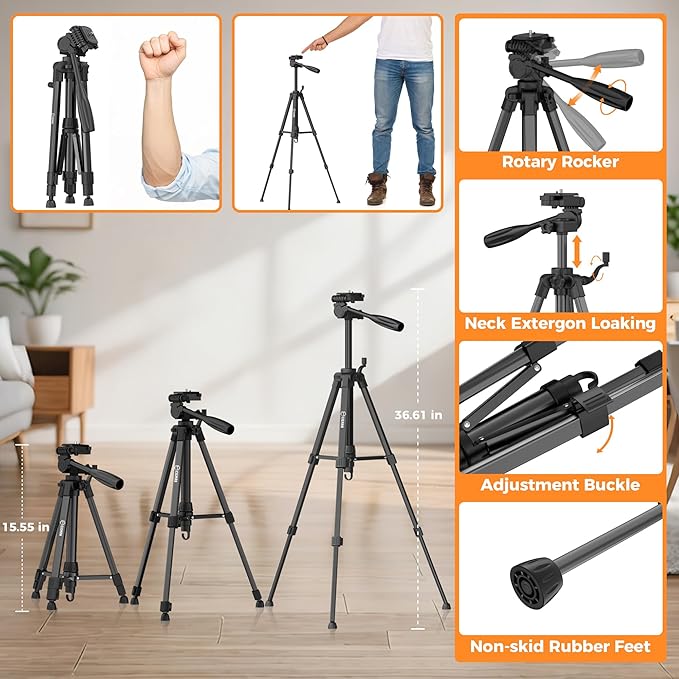 CIGMAN Laser Level with Tripod, (36.6 inch) 100Ft Self-Leveling Green Cross Line Laser, 150° Vertical Beam,Outdoor & Indoor Use – Picture Hanging, Tiling, Construction – Battery & Bag Included.