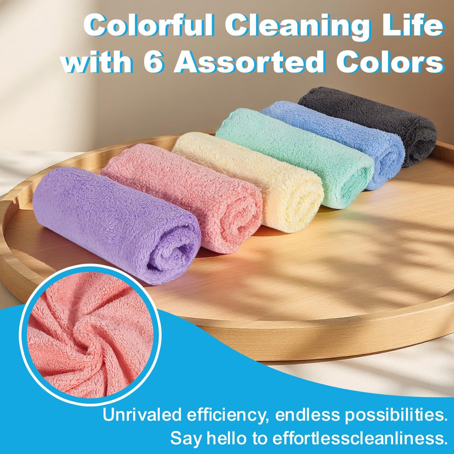 Microfiber Cleaning Cloths, 12 Pack Coral Fleece Cleaning Rags for Housekeeping, Highly Absorbent Reusable Cleaning Towels,10"X10"(Multicolor)