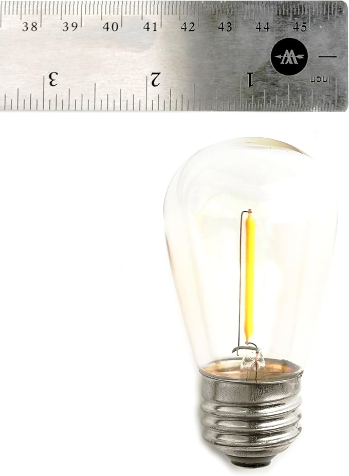 Hometown Evolution, Inc. 100' E26 Commercial LED Outdoor String Lights (100 Foot 50 Socket, S14 LED Filament 1 Watt Light Bulbs)