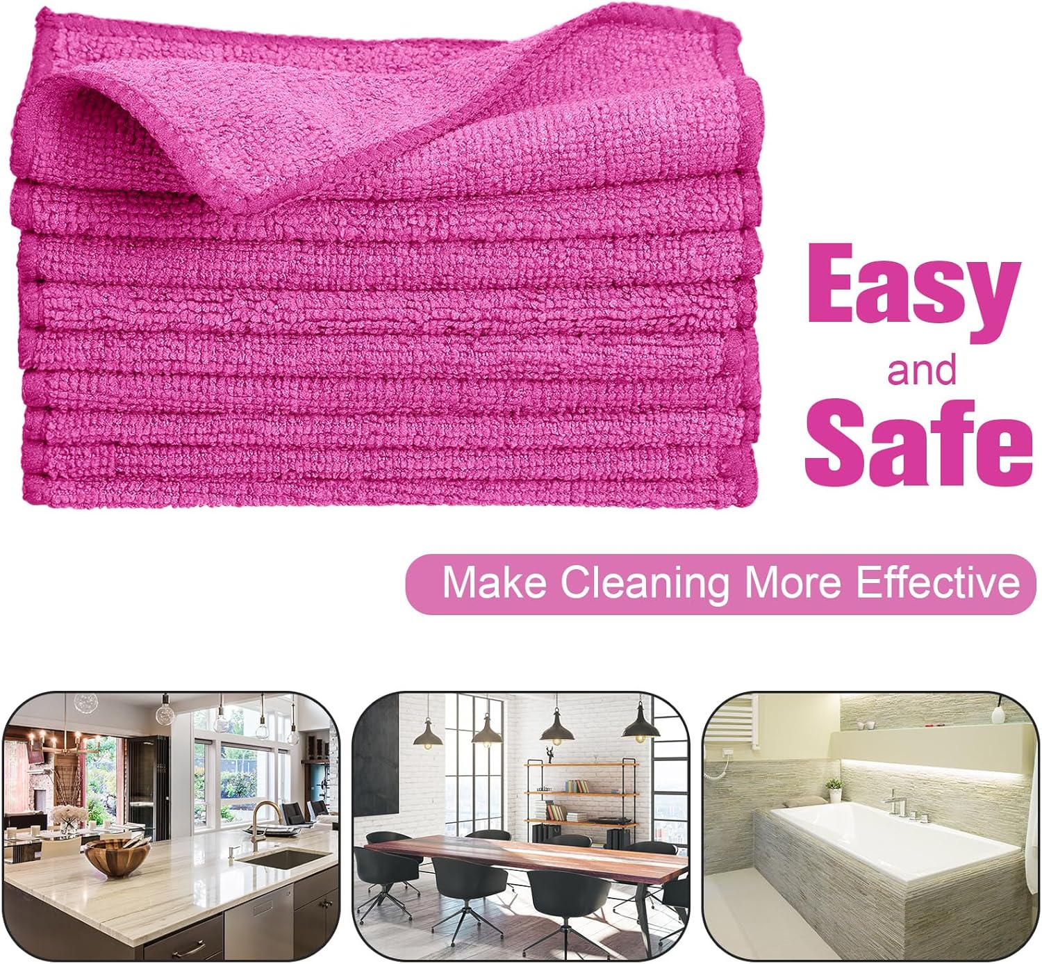 Tanlade Microfiber Cleaning Cloth 6"x6" Cleaning Rags Reasonable Kitchen Towels Microfiber Towels Cars Wash Dry Erase Cloth (Pink,30 Pcs)