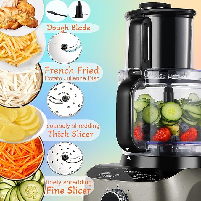 14 Cup Blender and Food Processor Combo for kitchen, large food processor for Chopping,Blending, Mixing,Mincing, Slicing, Shredding,Mincing, Purees & Dough Easy to Operate and Clean for Home Use,600W