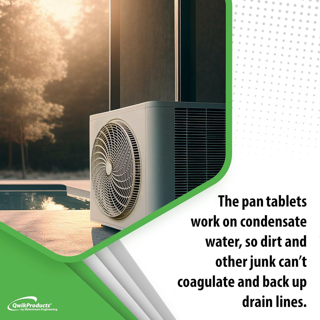 QwikTreat Condensate Pan Treatment Tablets, AC Drip Pan Tablets Air Conditioner Drain Line Cleaner, Control Odors, Overflow and Water Damage, 100 Tablets