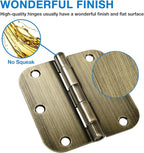 TDCHINGES 3 Pack Antique Brass Door Hinges 3.5 Inch Black Interior 3 1/2" Rounded 5/8" Radius Easy Install Standard Residential Bedroom Indoor for Doors 3 ½" Hardware Control House Home Decor