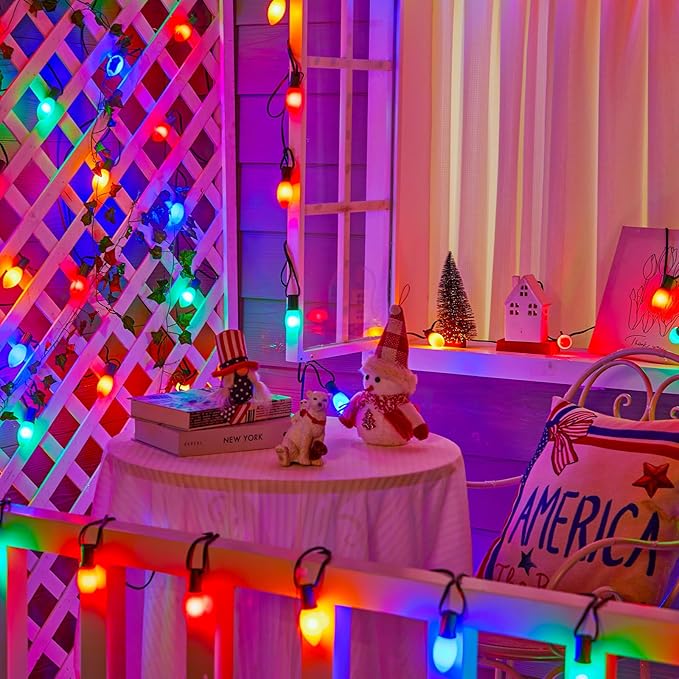 Brightown C9 LED Replacement Christmas Bulbs, 50 Pack Multicolor Shatterproof C9 Bulbs, Waterproof Commercial LED Holiday Bulb for Christmas String Light, E17 Intermediate Base, Dimmable