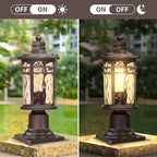 Darkaway Outdoor Post Light,2pcs Lamp Post Light Fixture, Waterproof Aluminum Housing with Amber Ripple Glass for Garden Patio Pathway Entry