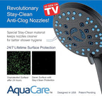 Hotel Spa AquaCare High Pressure 8-mode Handheld Shower Head - Anti-clog Nozzles, Built-in Power Wash to Clean Tub, Tile & Pets, Extra Long 6 ft. Stainless Steel Hose, Wall & Overhead Brackets
