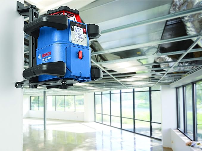 BOSCH GRL4000-80CH REVOLVE 18V Connected Self-Leveling Horizontal Rotary Laser Kit, Includes CORE18V 4 Ah Battery & Charger, Receiver, Battery Adapter, 4 D Batteries, 2 AA Batteries, & Carrying Case
