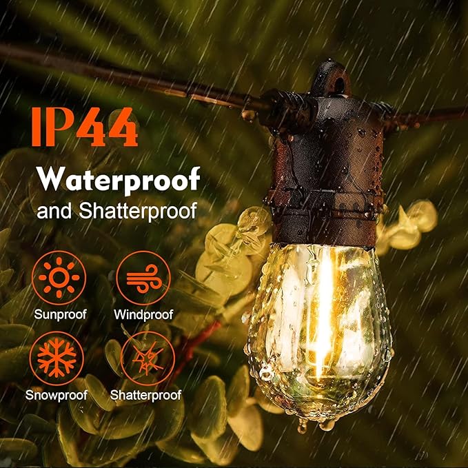 Shatterproof S14 LED Replacement Bulbs for Outdoor String Lights, 15 Pack 1W Equivalent to 11W Incandescent Bulb, Soft White 2200K, Dimmable, E26 Regular Base