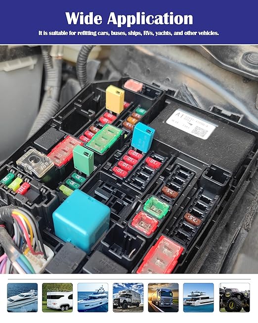 10A Low Profile Mini Fuse Kit– Automotive 10A ATM Manual Reset Circuit Breaker Fuses for Boat, RV, Car, Truck, DC 12V/32V 10 Amp Manual Resettable Blade Assortment Kit with Resettable Fuses