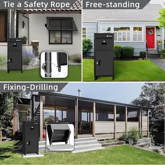 Package Delivery Boxes for Outside, Parcel Drop Boxes with Lock, Custom Address Stickers Package Drop Boxes for Outside is Weatherproof,Package Delivery Box for Porch,No Installation(17.5*18*43.5 in)