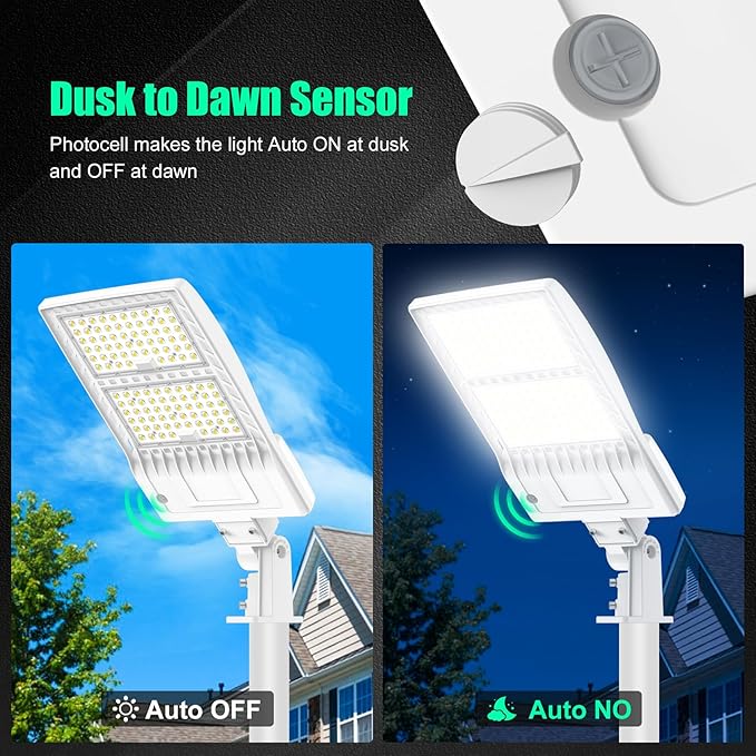 BBESTLED 400W/320W/240W LED Parking Lot Lights Arm & Slip Fitter Mount Dusk to Dawn Outdoor Lighting Exterior Commercial Street Area Flood Light, 56000LM IP65 Waterproof 100-277V Security