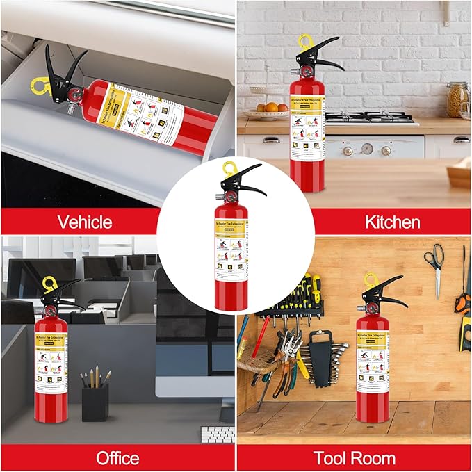 ABC Fire Extinguisher for Home - 2.2lb, Dry Powder Fire Extinguisher, 1A:10-B:C Rated, Certified for Car/House/Kitchen/Truck/Marine/Boat/Vehicle/utv/rv, 2 PACK