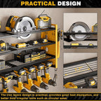 Power Tool Organizer Wall Mount,Cordless Drill Organizer,4 Layers Large Capacity Tool Rack with 8 Drill Holders(YELLOW)