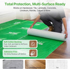 39"x200' Heavy-Duty Floor Protection | Construction Grade Carpet Protector | Drop Cloth Plastic Film for Hardwood Floors | Waterproof Painters Covering with No Residue(Mint Green)