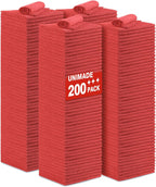 Shop Towel Rag, 200 Pack Reusable Rags Bulk Microfiber Cleaning Cloth Lint Free Towels for Car Kitchen Automotive Bar Mechanic Restaurant Garage, 11.5"x 11.5", Red