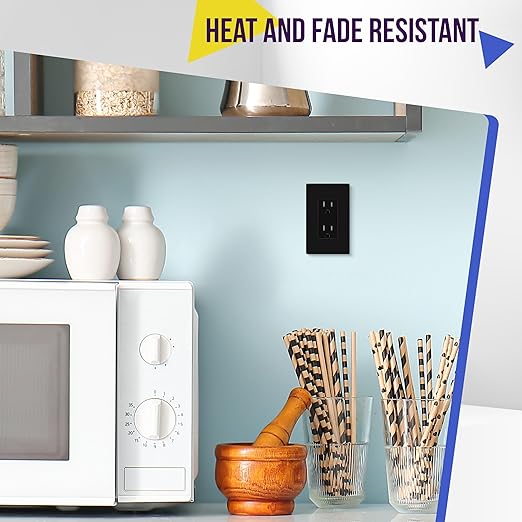 ENERLITES 10 Pack Black Decorator Receptacle with Screwless Wall Plate, Standard Electrical Wall Outlet, 15A 125V, Self-Grounding, 2-Pole, 3-Wire, 5-15R, UL Listed, 61502-TR-BKSID, Tamper Resistant