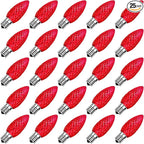 Meconard C9 Led Replacement Christmas Light Bulbs, C9 Shatterproof Led Bulbs for Christmas Indoor Outdoor String Lights, E17 Intermediate Base, Commercial Grade Holiday Bulbs, Red, 25Pack