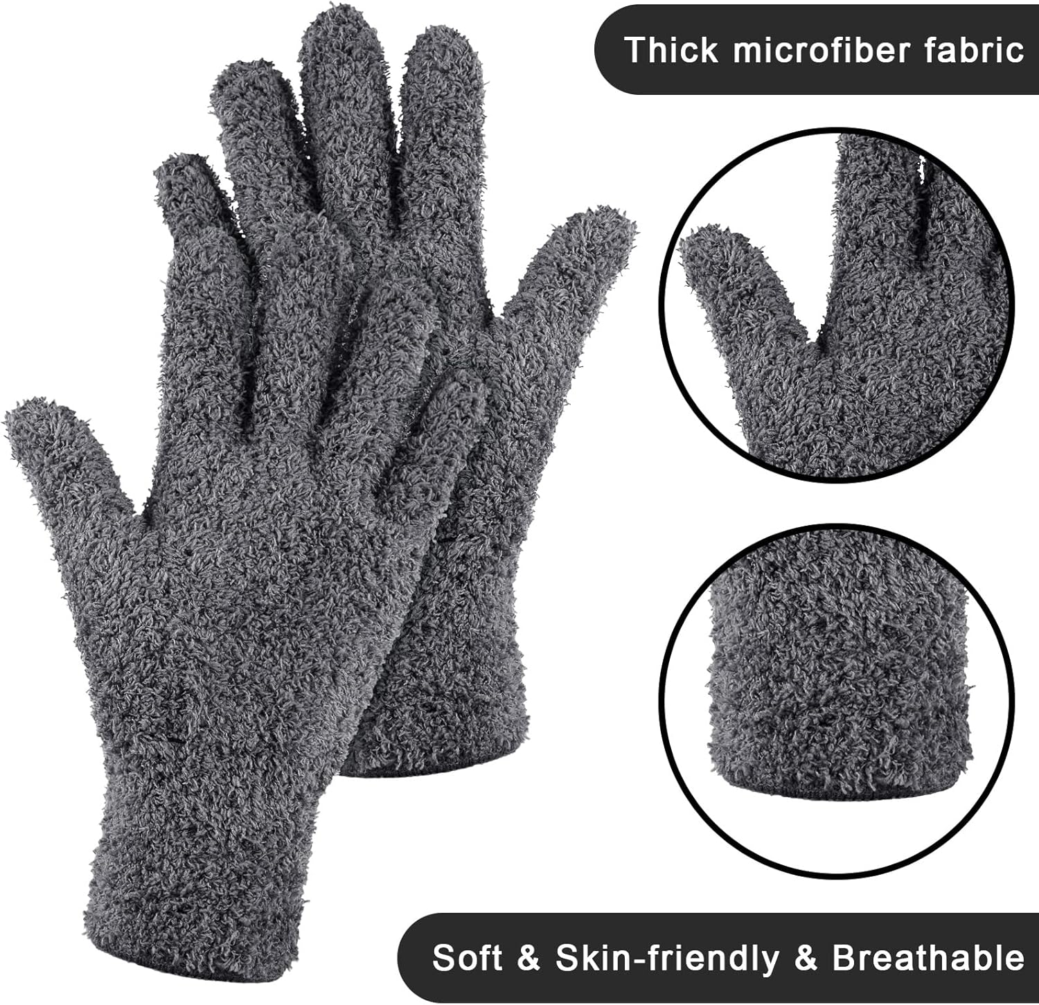 Patelai 3 Pairs Microfiber Plant Dusting Gloves Leaf Cleaning Gloves for Indoor Plants, Blinds, Furniture, House(Large,Orange, Brown, Dark Gray)