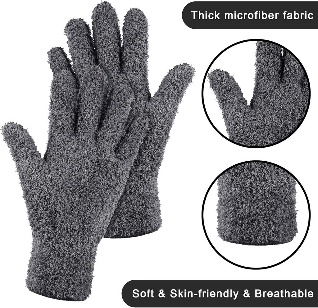 Patelai 3 Pairs Microfiber Plant Dusting Gloves Leaf Cleaning Gloves for Indoor Plants, Blinds, Furniture, House(Medium,Orange, Brown, Dark Gray)