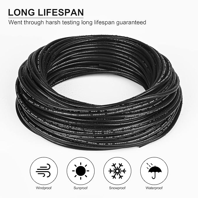 Lesnlok 20 Gauge Wire 2 Conductor,20 AWG Electrical Wire Stranded PVC Cord Oxygen-Free Copper Cable,100 FT Tinned Copper Hookup Wire Cord for LED Lamp Lighting Strips Automotive Black