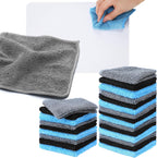 Tanlade Microfiber Cleaning Cloth 6"x6" Cleaning Rags Reasonable Kitchen Towels Microfiber Towels Cars Wash Dry Erase Cloth (Blue/Gray/Black,50 Pcs)
