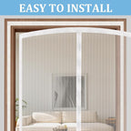 Magnetic Screen Door - Self Sealing, Heavy Duty, Hands Free Mesh Partition Keeps Bugs Out Let Breeze in- Pet and Kid Friendly - Keep Open Feature (White, Fit Door Size 36 x 80 Inch)