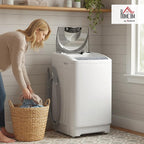 HOMCOM Portable Washing Machine, 1.3 Cu. Ft. Compact Washer with 8 Programs, 6 Water Levels, LED Display and Child Lock, 9.9 lb Full Automatic Washing Machine for Apartments, Dorms and RVs, White