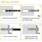 High Hardness Wood Screws Assortment Kit and Plastic Wall Anchors, 203 pcs 1/2" to 1-1/2" Phillips Drive Flat Head Screws & 30 pcs M6 Drywall Anchors
