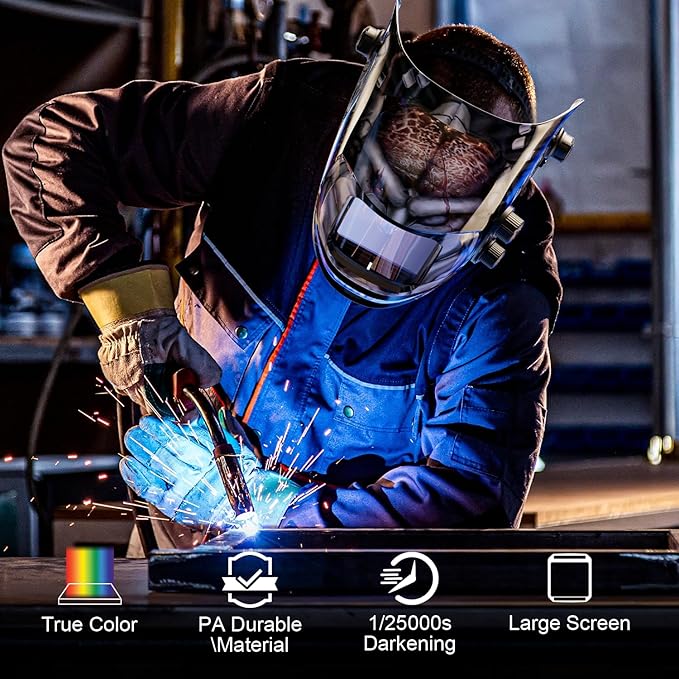 ARCCAPTAIN Auto Darkening Welding Helmet, 3.94"X3.66" Large Viewing Screen True Color Welding Hood with 4 Arc Sensor Solar Powered, Wide Shade 4-5/5-9/9-13 Welding Mask (Hunter)