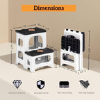 2 Step Stool Foldable, Non-Slip Steps, Folding Step Stool for Adults & Kids, Plastic Stool Pool Ladder, Collapsible Stools 2 Step Ladder for Kitchen Toilet Bedroom Office RV, Holds 330 lbs