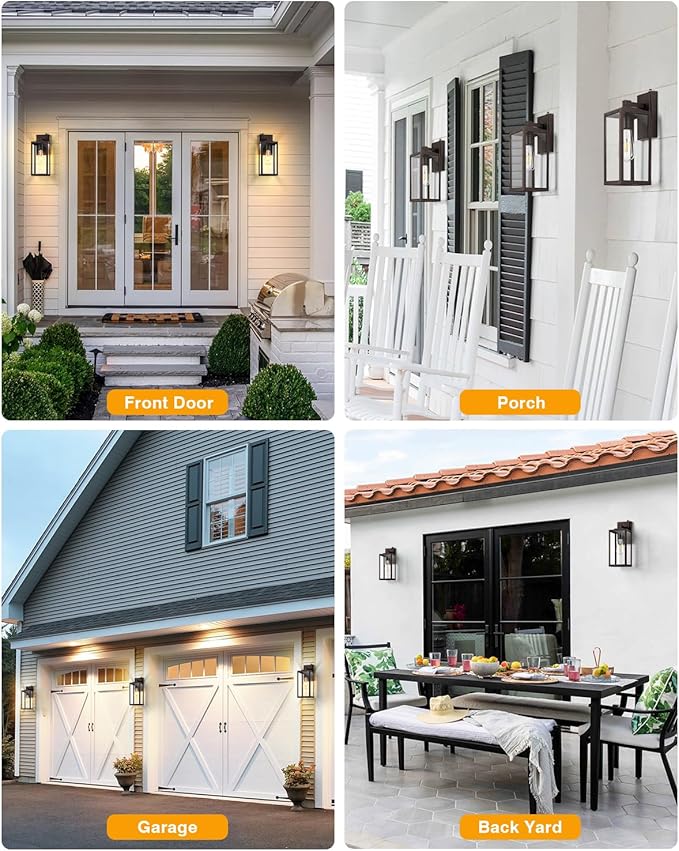 VIANIS Large Dusk to Dawn Porch Lights Outdoor, Oil Rubbed Bronze Exterior Light Fixture Wall Mount, Modern Outdoor Wall Sconce Lantern for Front Door, Outside Garage Lights for House Coach Patio