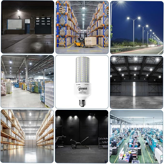 2 Pack 60W LED Corn Light Bulb 500W Equivalent Bulb 7500 Lumen 5000K Cool Daylight White E26/E27 Medium Base for Outdoor Indoor Large Area Garage Warehouse Factory Backyard