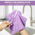 Microfiber Cleaning Cloth, 12 Pack Purple Cleaning Rags for Housekeeping, Reusable Microfiber Towels for Car, Kitchen, Bathroom and Household Cleaning Supplies, 11.8"X11.8"