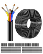 NAOEVO 16 Gauge Wire 5 Conductor Electrical Wire, 16 AWG Stranded PVC Cord, 12V Low Voltage/Tinned Copper/Flexible Cable for Automotive Wiring, Lamp Cord, Marine Cable (100FT)