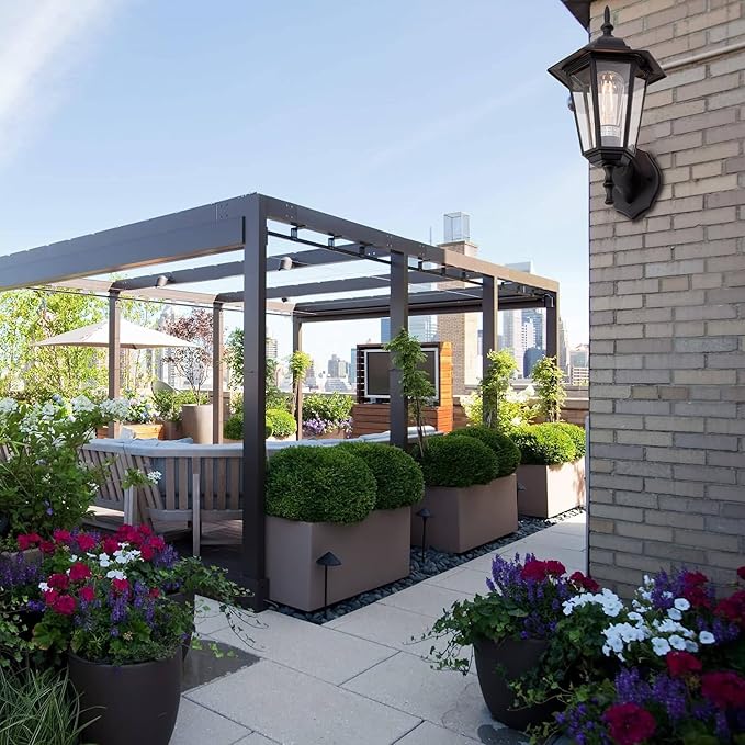 GRUENLICH Outdoor Wall Lantern, Wall Sconce as Porch Lighting Fixture with E26 Medium Base, Aluminum Housing Plus Glass, Water-Proof, Bulb Not Included, Black Finish, 1 Pack