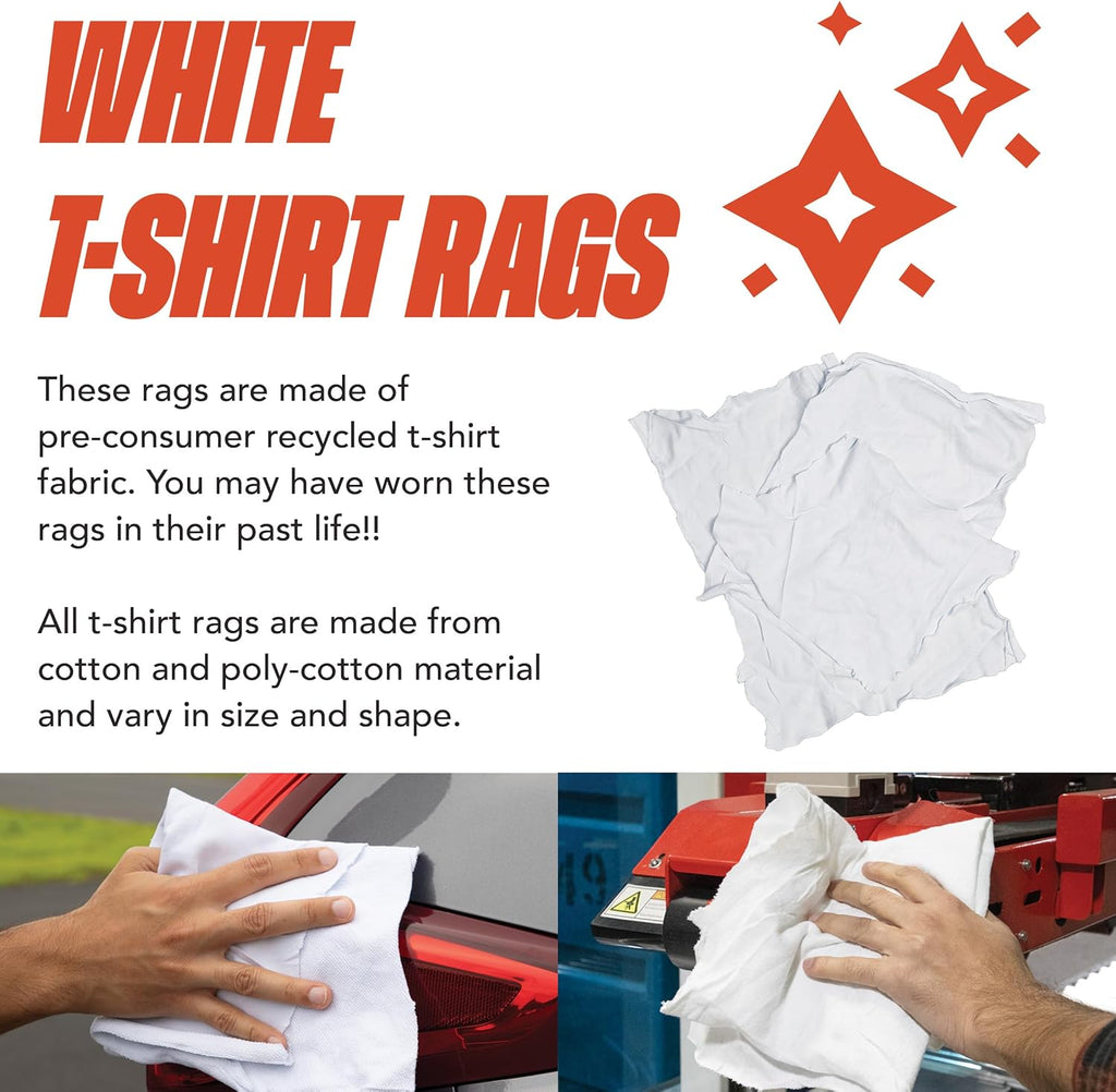 Arkwright Tshirt Box of Rags - 625 lb Pallet - Low Lint, Streak-Free Multipurpose Professional Cotton Cleaning Cloths for Stain, Paint, Wood, and Grease, White