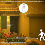 GRUENLICH Dusk to Dawn Large Outdoor Wall Lantern, PIR Motion Sensor Wall Sconce, E26 Base Max 60W, Metal Housing Plus Glass, White Finish, Bulb Not Included, 1-Pack