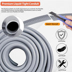 Liquid-Tight Conduit 3/4 150ft, Electrical Conduit w/UL Certification, Flexible Conduit with 5 Straight and 5 90-Degree Conduit Connector Fittings Gray